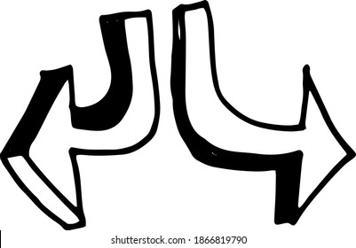 
flechas, líneas, guías, doodle, esbozo, ilustración gráfica vectorial dibujada a mano. Elementos del fondo blanco por separado