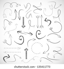 Arrows And Lines - Hand Drawn - Set - Vector illustration - Graphic Design Editable For Your Design. Arrows Logo