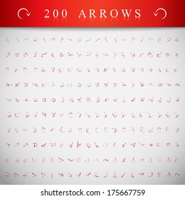 Arrows And Lines, Hand Drawn Set - Isolated On Gray Background - Vector Illustration, Graphic Design Editable For Your Design