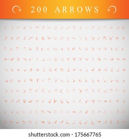 Arrows And Lines, Hand Drawn Set - Isolated On Gray Background - Vector Illustration, Graphic Design Editable For Your Design