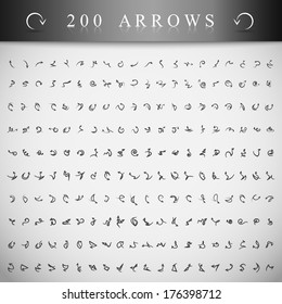 Arrows And Lines Hand Drawn Set - Isolated On Gray Background - Vector illustration Graphic Design Editable For Your Design. 