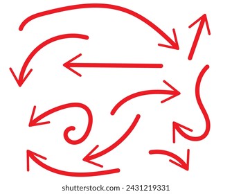 Arrows And Lines - Hand Drawn - Set - Isolated On Gray Background - Vector illustration Graphic Design Editable For Your Design.