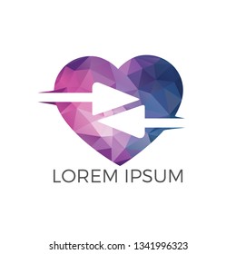Arrows link heart shape logo design. Arrow link business logo concept design. Business logo concept.