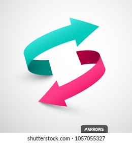 Arrows Logo Concept. Double Arrow Symbol. Vector 3d Icon.