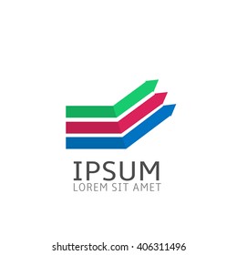 Arrows Logo icon. Blue, green and red arrows, Vector illustration