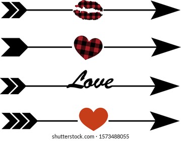arrows love bundle heart valentine vector illustration