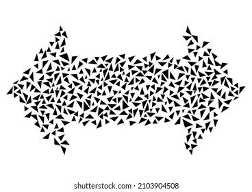 Arrows made up of small triangles