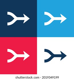 Pfeilzusammenführung nach rechts blau und rot mit vier minimalem Symbolsatz