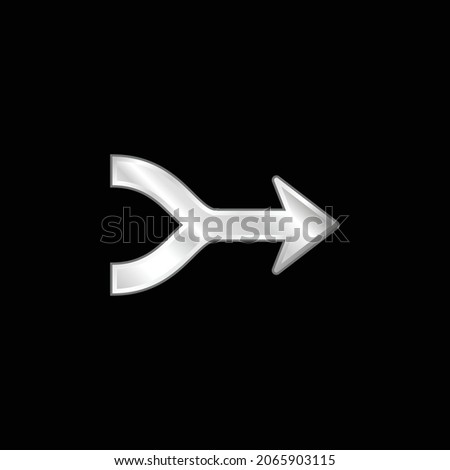 Arrows Merge Pointing To Right silver plated metallic icon