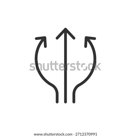 Arrows merging upward, linear icon. Flexible paths and alternative routes to goal. Line with editable stroke.
