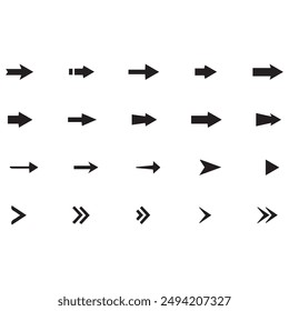 Arrows mini black set icons. abstract app symbol. Arrows vector collection button. circle, Cursor, Modern simple direction digital down computer design. EPS Vector illustration. 