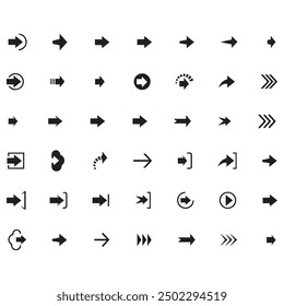 Arrows mini black set icons. abstract app symbol. Arrows vector collection button. circle, Cursor, Modern simple direction digital down computer design. EPS Vector illustration. arrows back black.