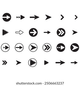 Arrows mini black set icons. abstract app symbol. Arrows vector collection button. circle, Cursor, Modern simple direction digital down computer design. EPS Vector illustration. arrows back black.