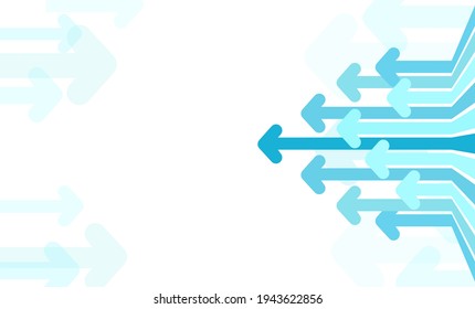 Arrows move to left. Concept of going backwards. abstract background with blue arrows on white background. Vector illustration.