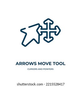 Arrows move tool icon. Linear vector illustration from cursors and pointers collection. Outline arrows move tool icon vector. Thin line symbol for use on web and mobile apps, logo, print media.