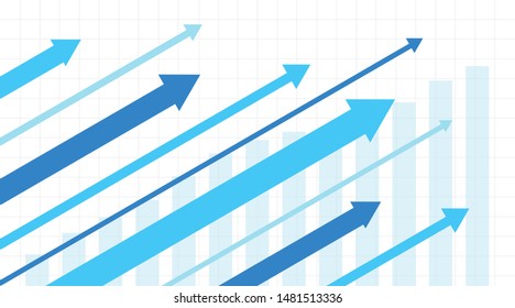 Arrows move up. Stock success concept.