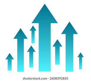Arrows move upward, growth increase concept