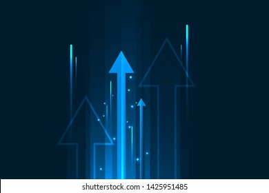 Up arrows movement blue light, data internet speed concept.