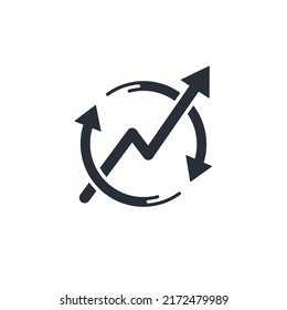 Arrows movement growth changes. Vector linear icon isolated on white background.