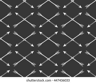 Arrows in Native American Indian style. Hand drawn hipster background. Seamless vector pattern. Boho design, tattoo art, coloring book for adults.