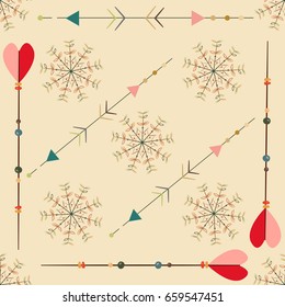 Arrows on beige background Vector Seamless Pattern.