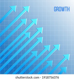 Up arrows on blue background business growth concept Vector illustration