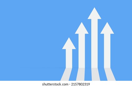 arrows up on blue background. Business arrow target direction. success and growth concepts. copy space composition. Vector illustration