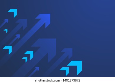 Up Arrows On Blue Background Illustration, Copy Space Composition, Business Growth Concept.