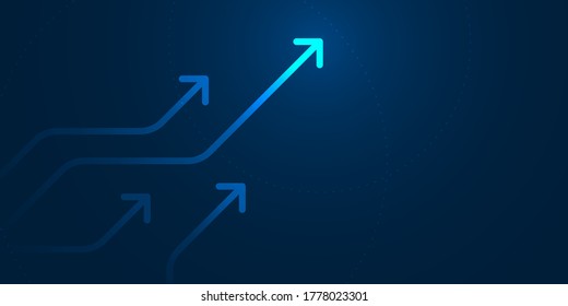 Up arrows on blue background illustration, copy space composition, business growth concept.