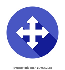 arrows on the cross icon in Flat long shadow style