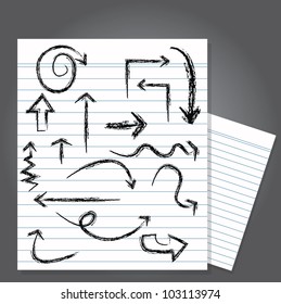 Arrows on paper background,Vector