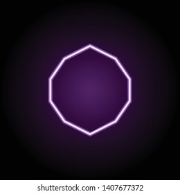 arrows on the sides of the rectangle neon icon. Elements of geometric figures set. Simple icon for websites, web design, mobile app, info graphics on dark gradient background