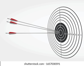 Flechas en el objetivo. ilustración vectorial