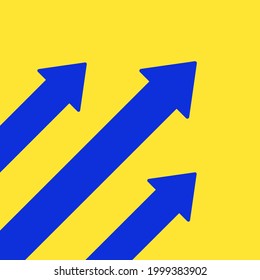 arrows up on yellow background