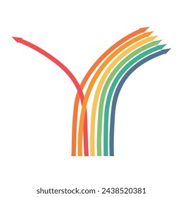 Arrows in one direction and an arrow in another direction. Business, new strategy, creative ideas, innovative solution, new business concepts, no mainstream, different opinion. 
