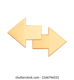 The arrows are in the opposite direction 3d icon. wo arrows with different directions right and left. Isolated object on a transparent background