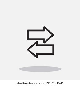 Arrows opposite direction line for substitution