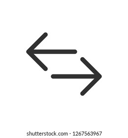 arrows in opposite directions. linear icon. Line with editable stroke