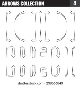 Arrows outline black and white collection spear tail. vector illustration.