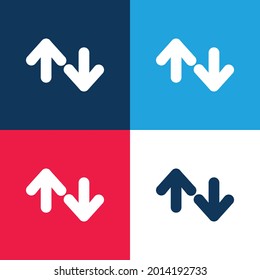 Arreglos Esquema Arriba y Abajo azul y rojo cuatro colores mínimo conjunto de iconos