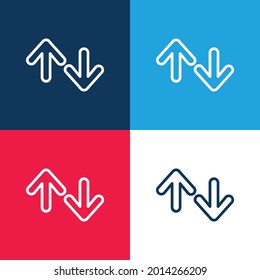 Arrows Outline Up And Down blue and red four color minimal icon set