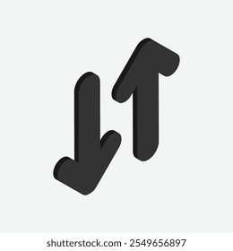 Arrows outline up and down icon vector illustration, ideal for navigation, user interface, and web design, representing movement or change in direction.
