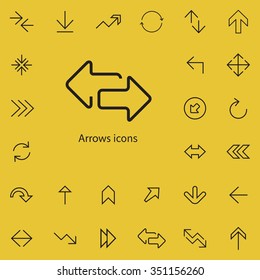 Arrows outline, thin, flat, digital icon set for web and mobile