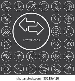 Arrows outline, thin, flat, digital icon set for web and mobile