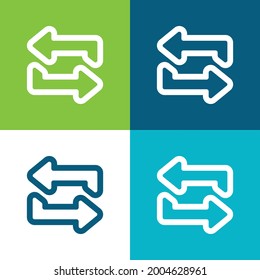 Arrows Outlined Couple Flat four color minimal icon set
