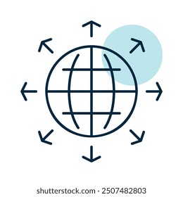 Arrows outside from globe vector icon. Global communication filled symbol. Security sign. Graph symbol for your web site design, logo, app, UI