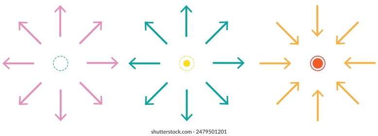Arrows outward and arrow inward icon symbol vector illustration.