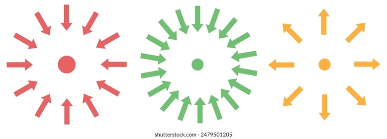 Arrows outward and arrow inward icon symbol vector illustration.