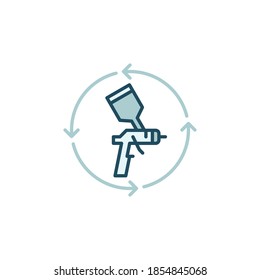 Flechas con el símbolo o icono del concepto del vector Paint Spray Gun