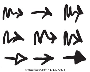 
arrows painted with an oil brush.
vector arrow symbol.